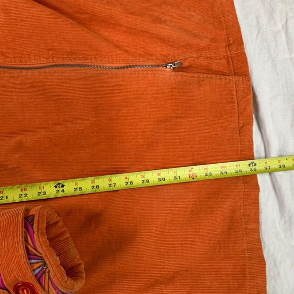 Boho Embroidered Orange Corduroy Coat by KanaBeach Women’s 12 - Picture 7 of 16